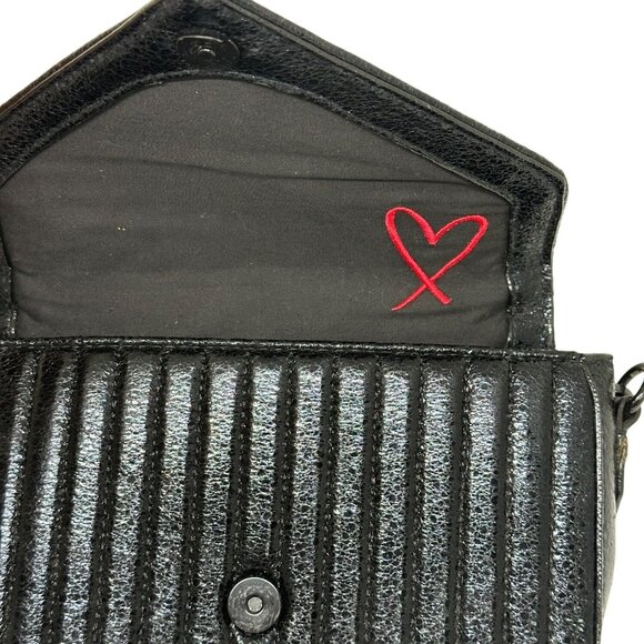 Victoria’s Secret Black Quilted Chevron Crossbody Bag Chain Strap Tassel 7"x6" - Picture 10 of 11